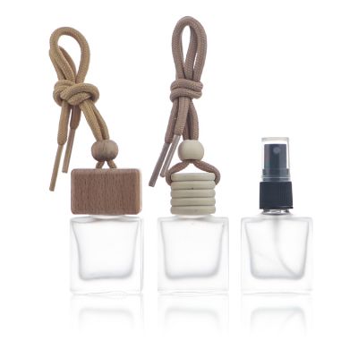 8ml car perfume bottle mini size emty perfume bottle air freshener hanging perfume bottle with wooden cap