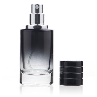 Black Luxury Glass Perfume Bottle Gradient Color Empty Cylindrical Perfume Bottles 30ml With Plastic Lid