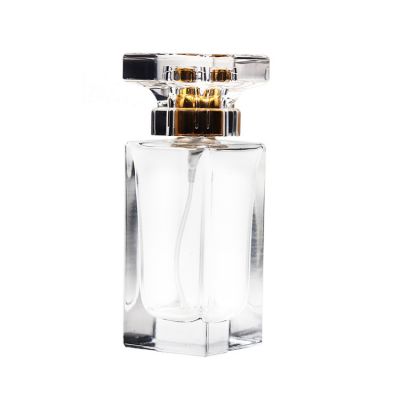 Empty Atomizer Spray Perfume Glass Bottle 50ml rectangle shape perfume glass bottle with pump spray cap