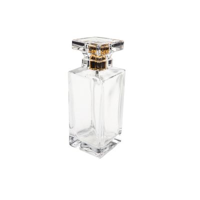 Crystal Perfume Packaging Bottle 100Ml 3.3oz Colorless Cuboid Empty Glass Perfume Spray Bottles