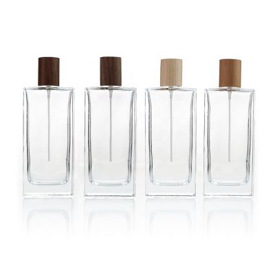 Custom 100ml Luxury Cosmetic Square Flat Perfume Spray Glass Bottles 100 ml