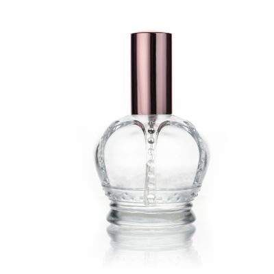Luxury Glass Refillable Glass Perfume Spray Bottles Crown Perfume Bottles Round Shape