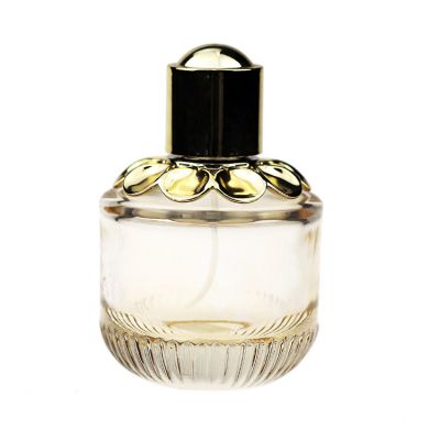 Custom 65ml Petal Shape Round Golden Refillable Perfume Spray Bottle Female