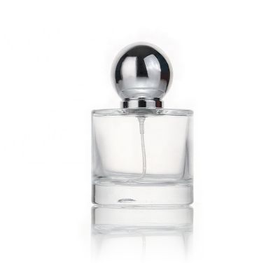Cylinder Round 50 ml Perfume Glass Bottle Perfume Spray Bottles With Sliver Round Cap