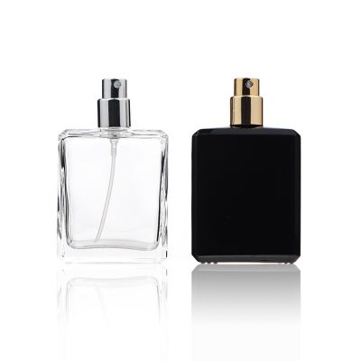 Amazon New Style 50ml Empty Luxury Mens Elegant Black Glass Perfume Bottle with diffent cap