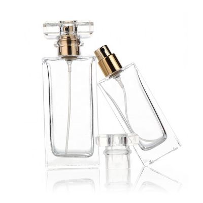 Wholesale Dubai Good Quality 30 ml 50 ml 100 ml Flat Square Rectangle Luxury Glass Perfume Spray Bottle