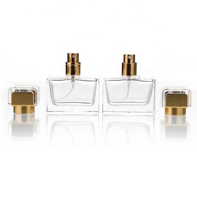 Custom Labels Luxury Square Transparent Glass Perfume Bottle 30ml With Pump Spray Cap