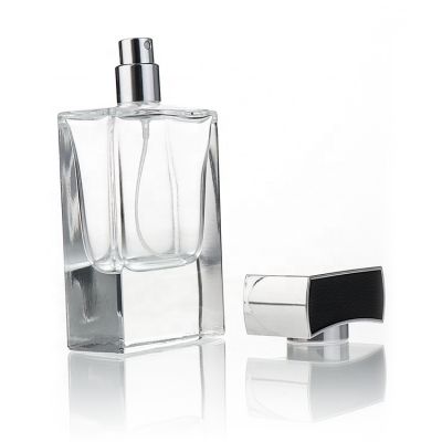 Wholesale Transparent Clear Glass Square 50ml Perfume Bottle Mens Perfume Bottles With High Quality Pumps