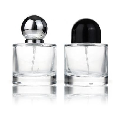 Mens Women 50ml Perfume Bottle Spray Round Glass Bottle Perfume With Round Cap Sliver Pump