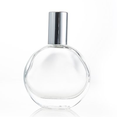 30ml / 50ml Flat Round Glass Empty Perfume Spray Bottle botol parfum perfume bottle round Custom Logo