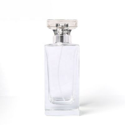 High Quality Custom Clear Empty Square Glass Bottle 50 Ml Spray Perfume Glass Bottle With Square Cap