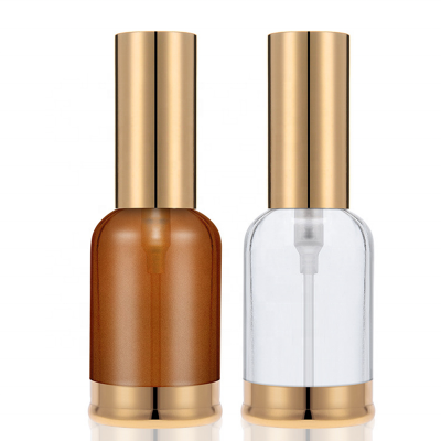 Wholesale 30ml clear amber empty mist spray perfume bottle with gold cover used for skin care