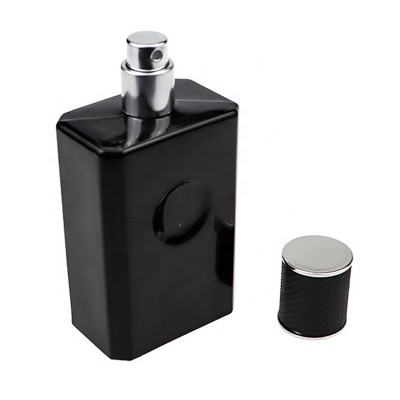 2021 luxury elegant black cosmetic perfume bottles 75ml dumb black glass rectangular cosmetic bottle for perfume