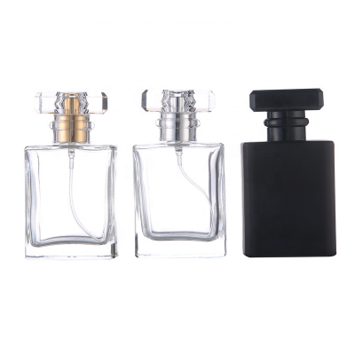 Wholesale customization luxury empty Black Clear 100ml 50ml Glass perfume bottle