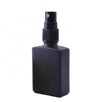 Wholesale customization 30ml clear black glass square perfume bottle with pump