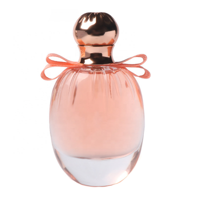 Wholesale customization empty clear fancy perfume glass bottle 100ml gold cap