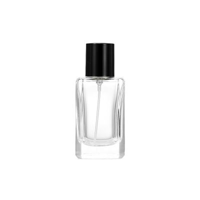 Wholesale 30ml vertical flat square transparent perfume glass bottle fine spray bayonet bottle