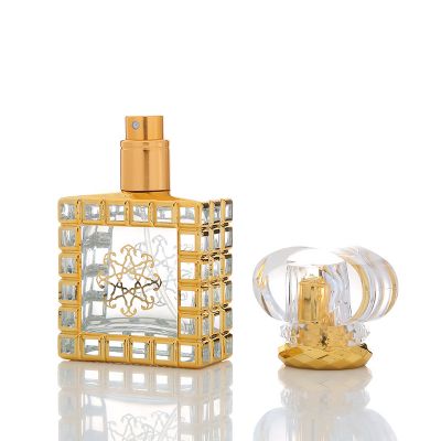 European luxury square bronzing 40ml perfume bottle spray pump empty sample bottle