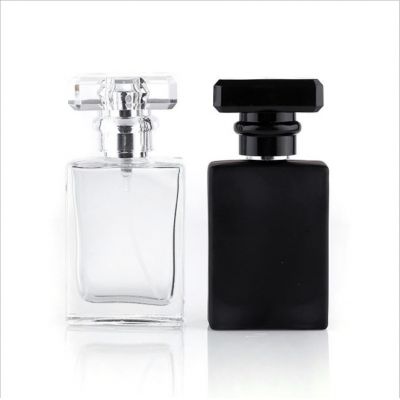 30ml50ml transparent matte black flat square glass perfume bottle spray bottle cosmetic dispenser empty bottle