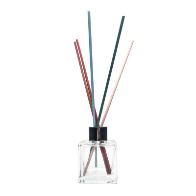Hot Sale 50ml Square Shape Aroma Glass Reed Diffuser Bottle with Rattan Sticks