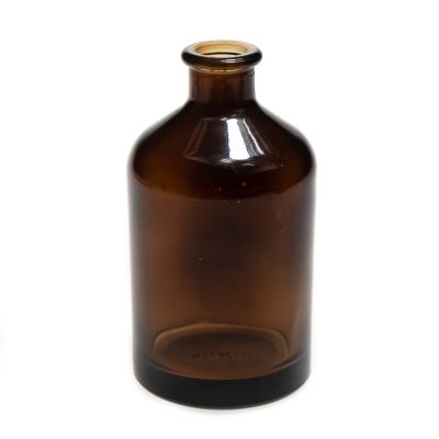 Popular Design Round Empty Cylinder Diffuser Bottles Amber Glass Bottle With Rattan Sticks