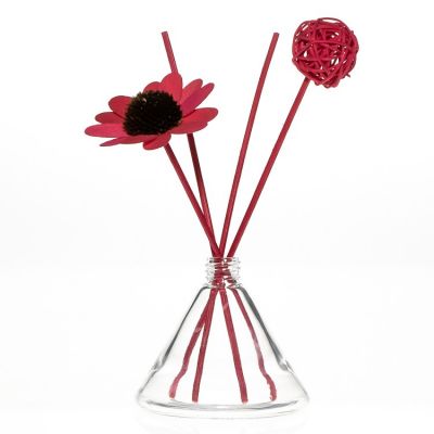 Special Design Wholesale 100ml Cone Shape Perfume Diffuser Glass Bottle With Rattan Sticks