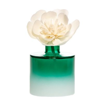 Best Price 200ml Cylinder Green Aroma Diffuser Oil Bottle With Paper Flower