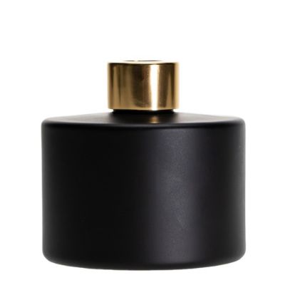 Wholesale Empty Round Frost Diffuser Bottle 200ml Matte Black Reed Diffuser Glass Bottle With Cap