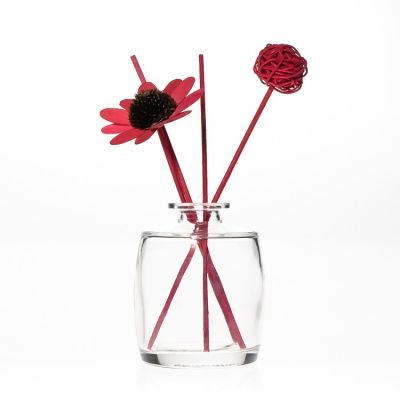OEM Wholesale 250ml Clear Cylindrical Shape Reed Diffuser Bottle With Rattan Sticks