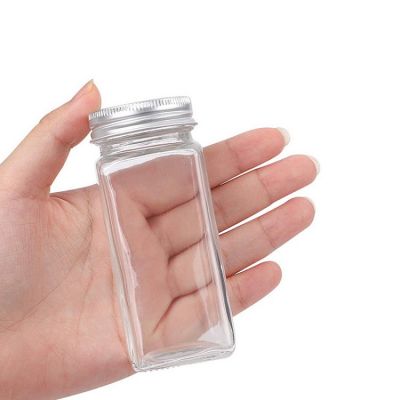 4oz Square Shaker Seasoning Clear Salt Pepper Glass Spice Jar With Metal Lid Label Silicone Funnel