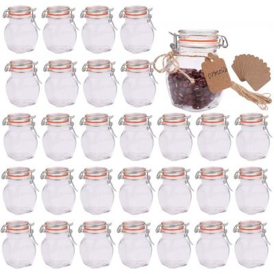 Mini Spice Jars,Encheng Glass Jars With Airtight Lids 4 oz And Leak Proof Rubber Gasket,Small Mason Jars With Hinged Lids For Kitchen