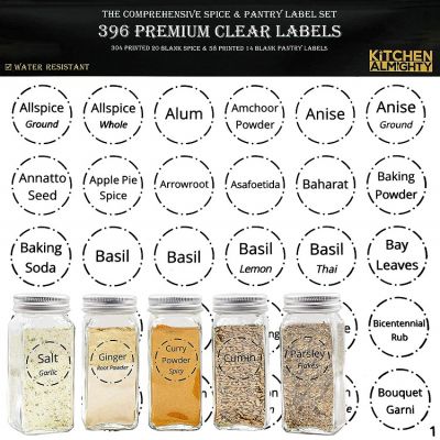 Spice Jars Labels and Pantry Stickers: Clear Round Spices Label 1.5