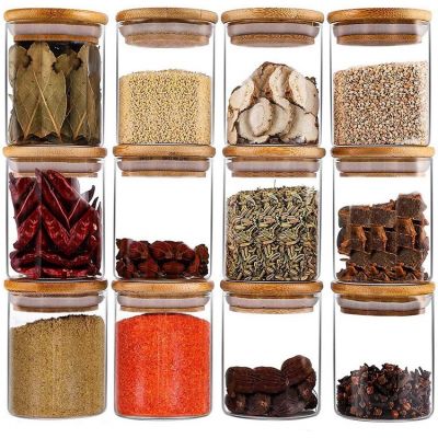 Glass Jars 12 Piece Moldiy for Home Kitchen 300ml - Tea, Flour, Candy & Spices