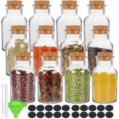 5oz/150ml Clear Glass Favor Containers/Jars/Bottles,Spice Jars with Cork Lids