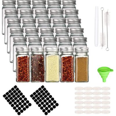 6oz Spice Jars Bottles,Empty Square Spice Containers with Shaker Lids and Airtight Metal Caps