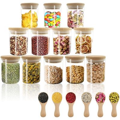 Glass Spice Jar  with Bamboo Lids