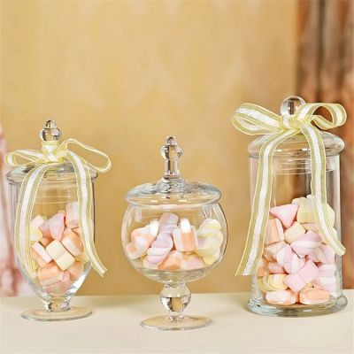 European Style Transparent Glass Candy Storage Tank Household Food Container Spice Jar with Cover Wedding Dessert Display Stand