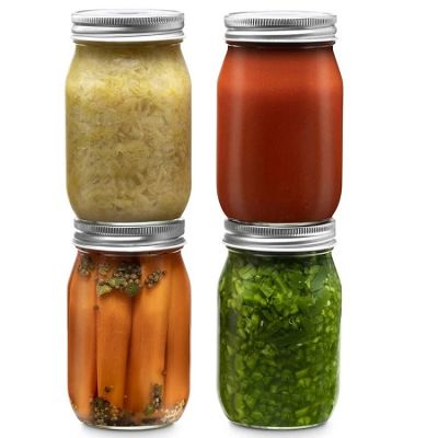 Regular Mouth Mason Jars and Lids for Meal Prep, Food Storage, Canning, Drinking, Dry Food, Spices, Salads, Yogurt