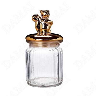 Golden Animal Decorative Storage Jar Sealed Glass Jars Spice Organizer Can Candy Container Dried Fruit Organizer Tea Canister
