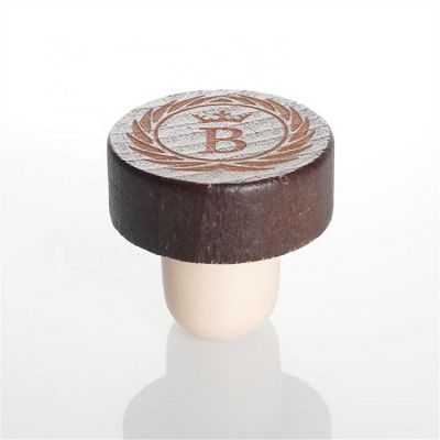 customized logo bar top wooden top cap synthetic cork stopper
