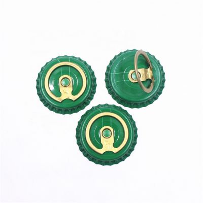 Customized 26mm beer beverage bottle crown cap easy open ring pull ringtab bottle cap