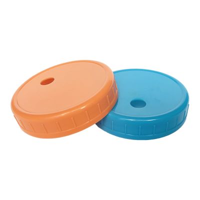 BPA Free 86mm Wide Mouth Plastic Mason Jar Boba Tea Jar Lid with Straw Hole