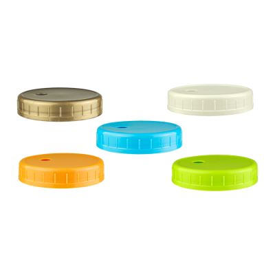 Eco Friendly Food Grade Wide Mouth 86mm PP Plastic Mason Jar Drink Lids with Straw Hole