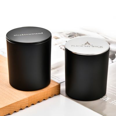Customized Modern Glass Candle Jar Storage Transparent Black Frosted Candle Holder Home Decoration 7oz 11oz 15oz