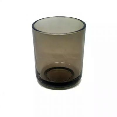 Glossy grey 10oz glass candle jar with wood lid candle glass container holder for scented candles