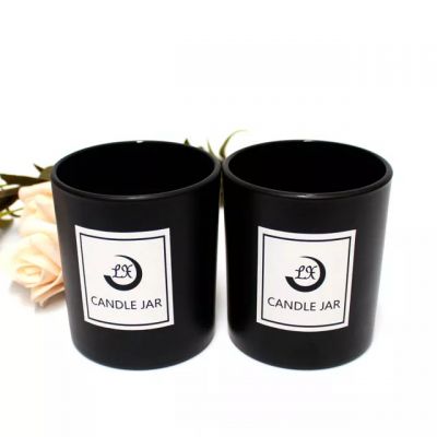 10oz high quality matte black candle glass jar with iron lid custom transparent 300ml candle canister for Candle Making