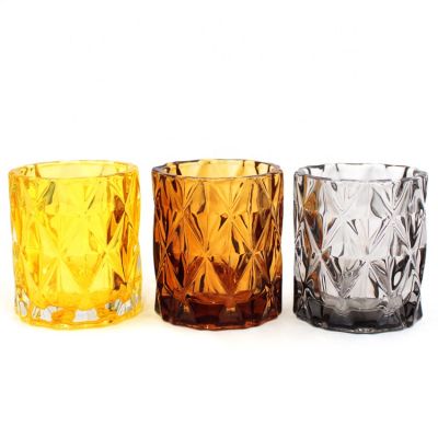 luxury custom logo label empty container wide mouth amber glass candle jar for candle making