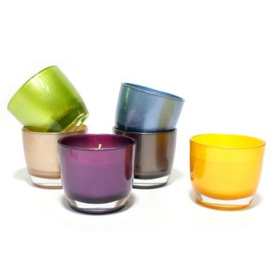 12 oz 13.5 oz 14 oz pastel aura heat resistant prayer glass candle jars iridiscent with lid box packing and logo print