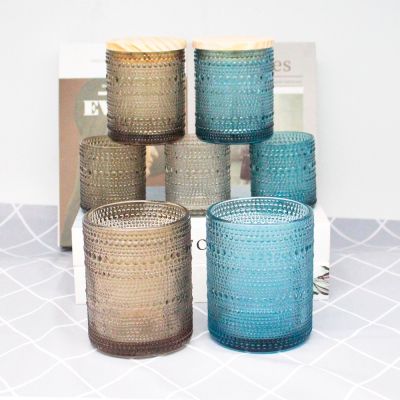 cover scented candle holder jars by for home exim beaded surface blue brown gray