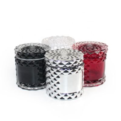 silver gold red 50ml luxury hot sale painted gel cut hobnail emboss glass candle jars